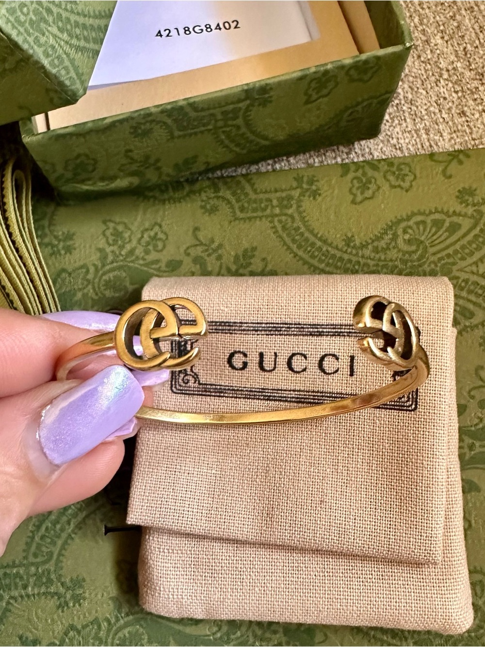 Gucci Gold Double G Open Cuff Bracelet - Picture 4 of 6